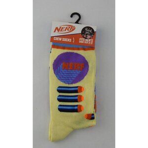 New Nerf Men's Novelty Casual Crew Socks 1 Pair Yellow Blue  Shoe 6-12